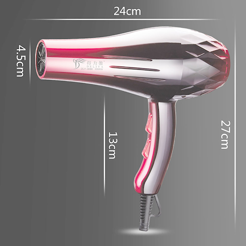 Máy sấy tóc DELIYA công suất lớn 2200W, 2 chiều nóng lạnh, cỡ trung, nhẹ, sấy êm - 03 tốc độ nhiệt và 02 tóc độ gió- tặng 01 phụ kiện