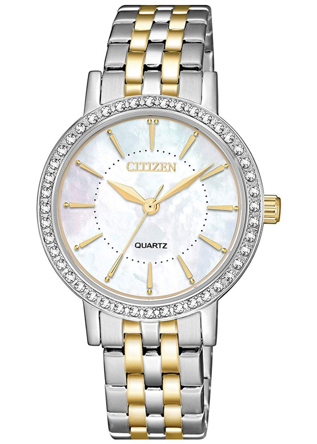 Đồng Hồ Nữ Citizen Đính Đá Swarovski Dây Thép Không Gỉ EL3044-89D - Mặt Xà Cừ