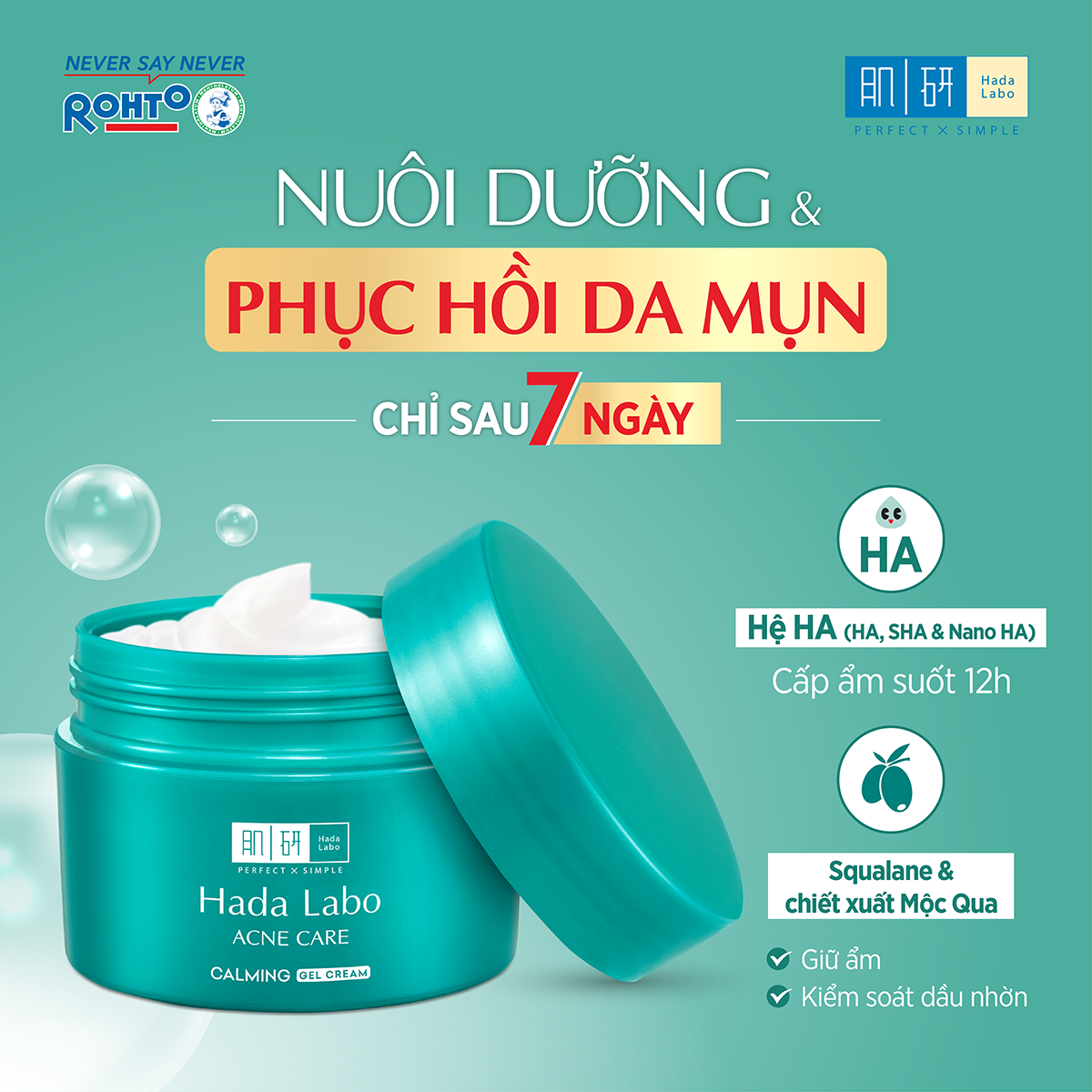 Kem dưỡng ẩm cho da mụn, nhạy cảm Hada Labo dạng gel Acne Care Calming Gel Cream 50g