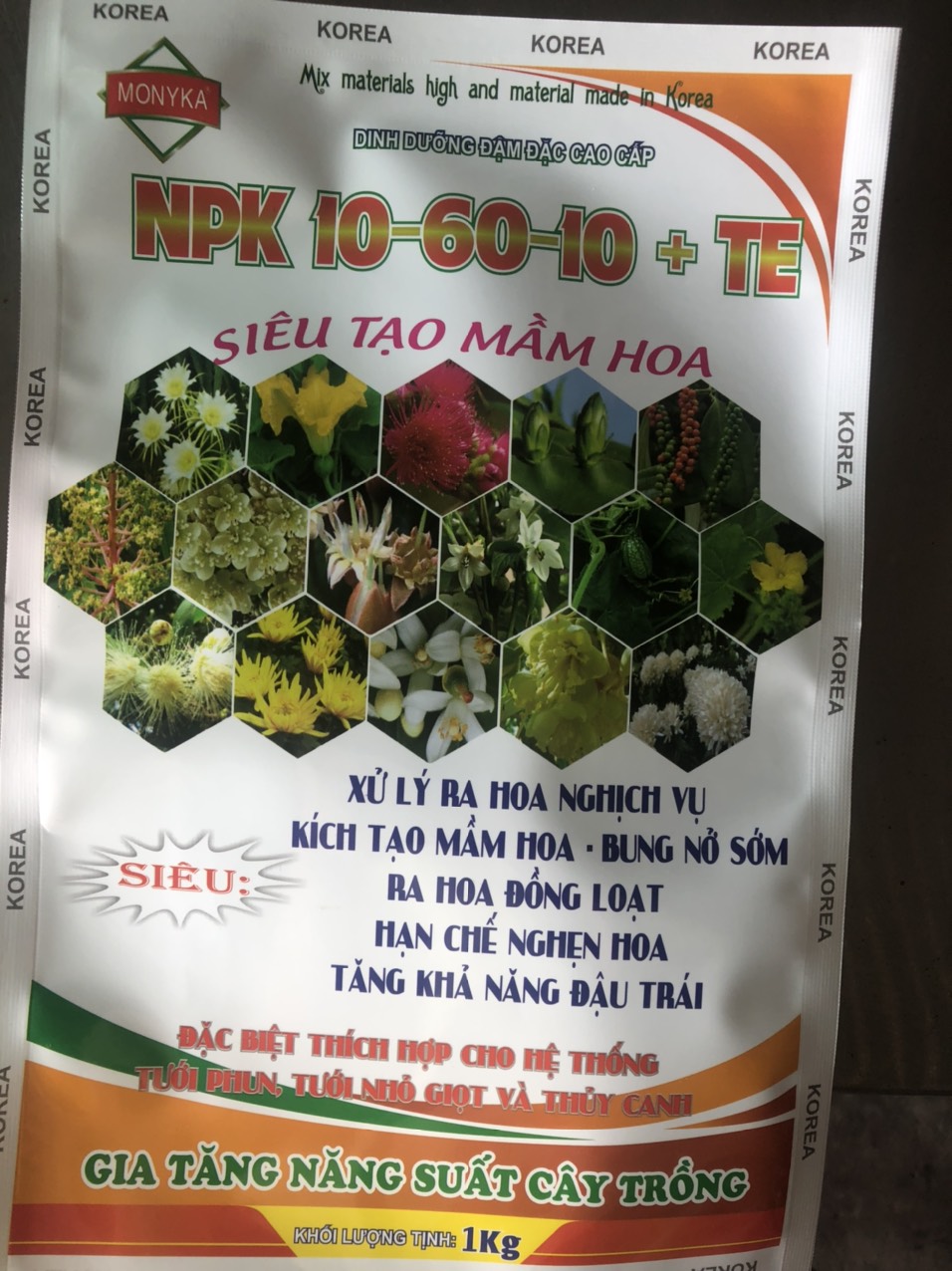 1KG PHÂN BÓN SIÊU TẠO MẦM HOA NPK 10-60-10