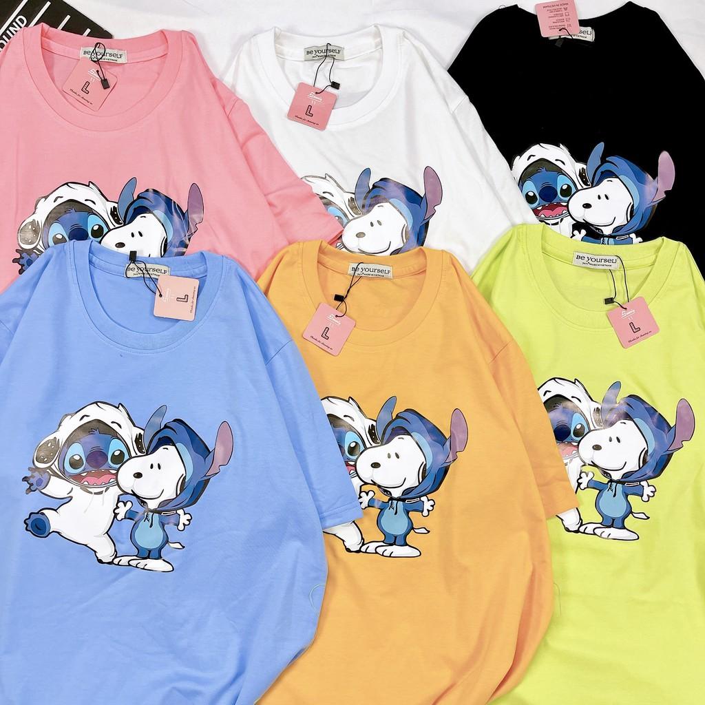 - Áo thun tay ngắn Be Yourself unisex size M L XL - Stitch và Snoopy