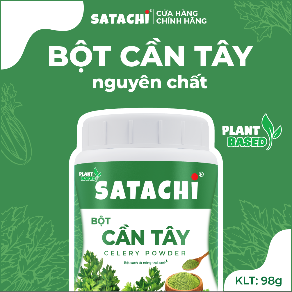 Bột Cần Tây nguyên chất SATACHI. Giảm huyết áp, tim mạch khỏe mạnh, giảm cân hiệu quả, thanh lọc cơ thể. Hộp 98g