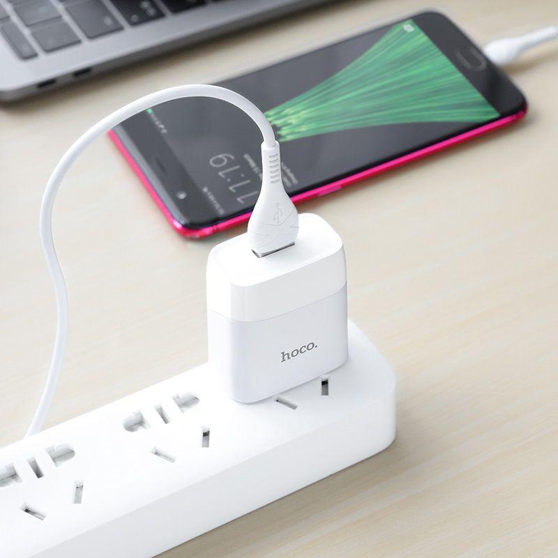 Cốc sạc nhanh 1 cổng USB 2.1A Hoco C72- HÀNG CHÍNH HÃNG