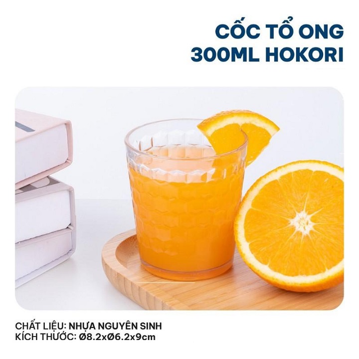 Cốc nhựa,ly uống nước mica cao cấp hình tổ ong hokori