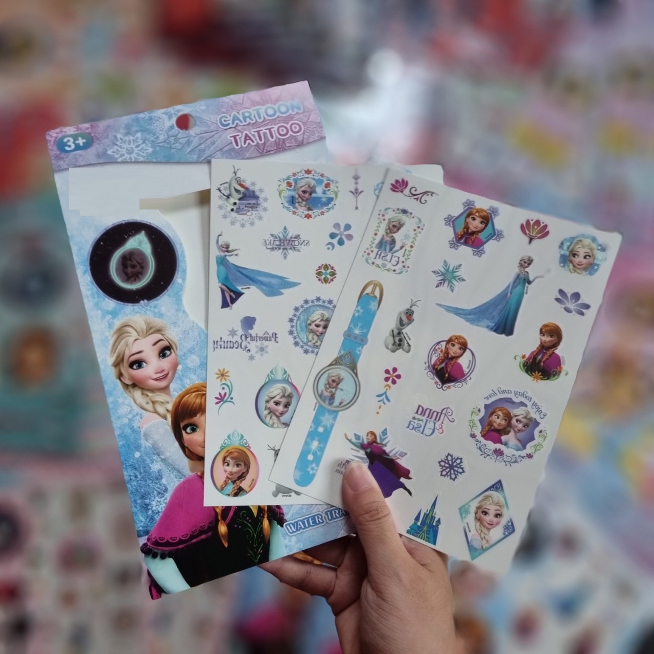 Set 2 tờ hình xăm Tattoo phát quang chống nước Frozen cho trẻ em