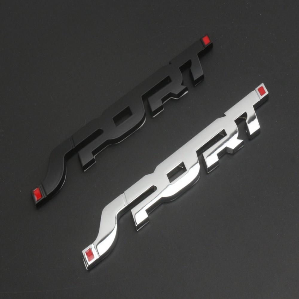 Miếng Dán Logo Chữ Sport 3D Bằng Kim Loại Màu Đen Trang Trí Xe Hơi/ Thùng Xe Hơi