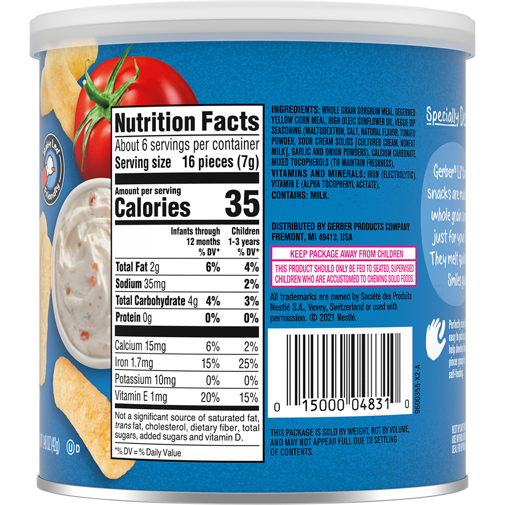 Thực Phẩm Bổ Sung Bánh Ăn Dặm Gerber Lil's Crunchies vị Rau Củ 42g dành cho trẻ trên 8 tháng tuổi