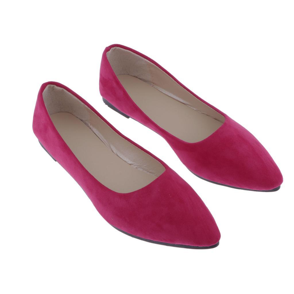Women Casual Shallow Mouth Shoe Pointed Toe Shoe Working Flat Shoes Red 37