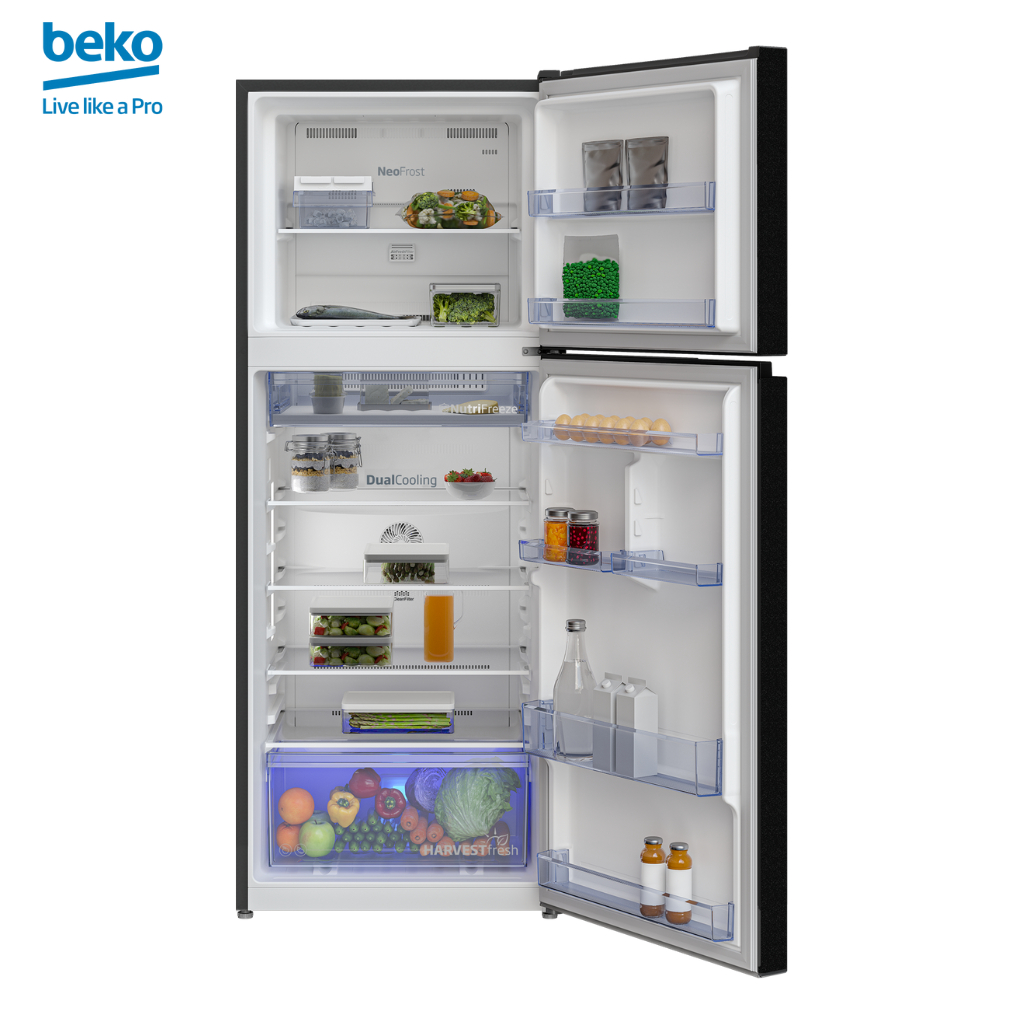 Tủ Lạnh 2 Cửa Ngăn Đá Trên BEKO Dung Tích 375 Lít, Thiết Kế Mặt Giả Gương, 2 Dàn Lạnh Độc Lập - RDNT401I50VHFSU - Hàng Chính Hãng