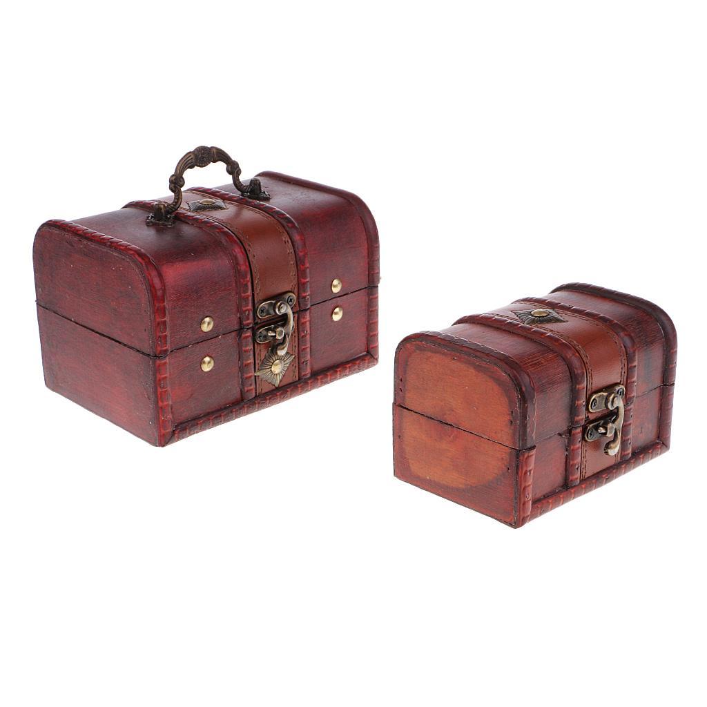 4 Pieces Vintage Wood Jewelry Box Necklace Bracelet Storage Organizer Case