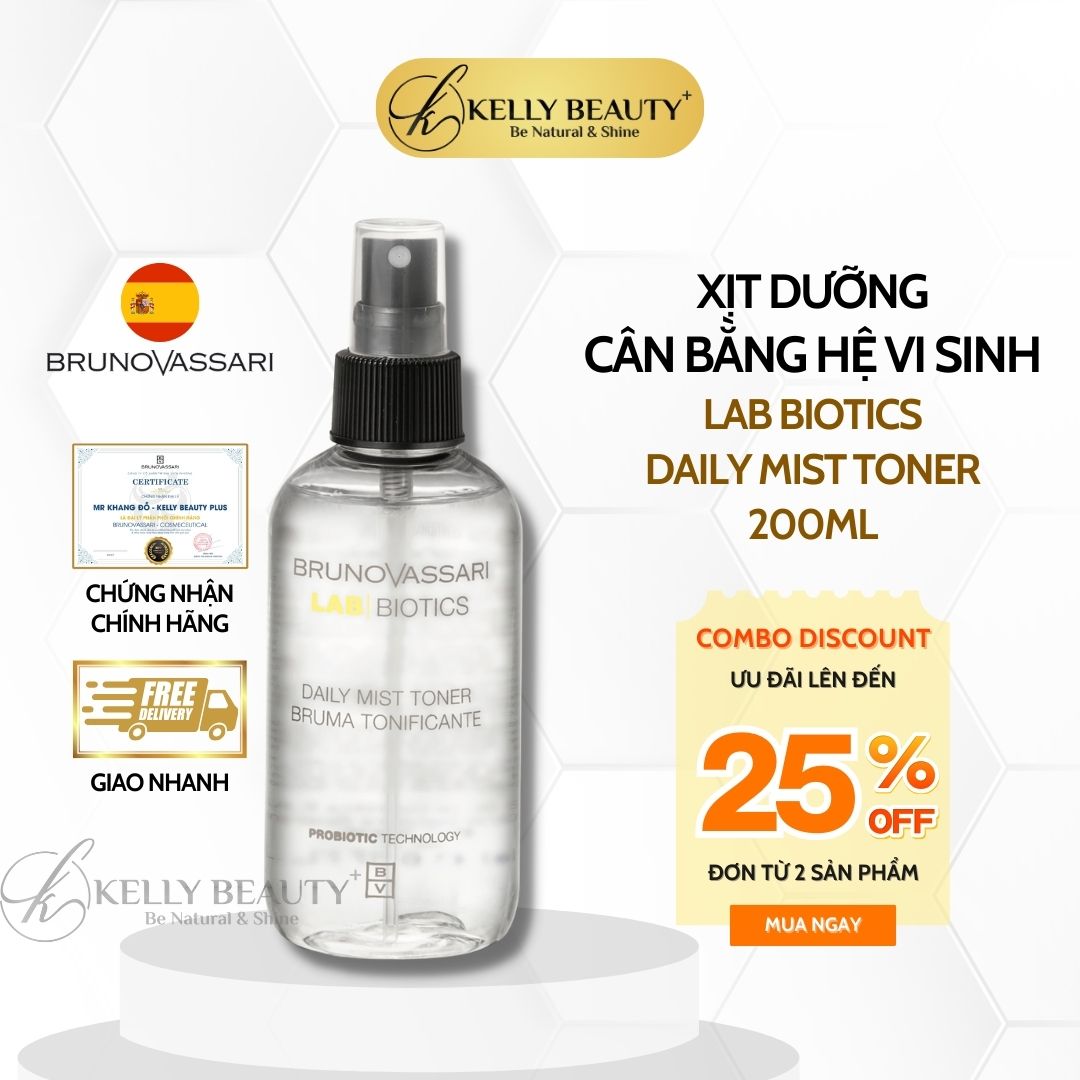 Xịt Dưỡng Cân Bằng Hệ Vi Sinh Da Bruno Vassari Lab Biotics Daily Mist Toner | Kelly Beauty