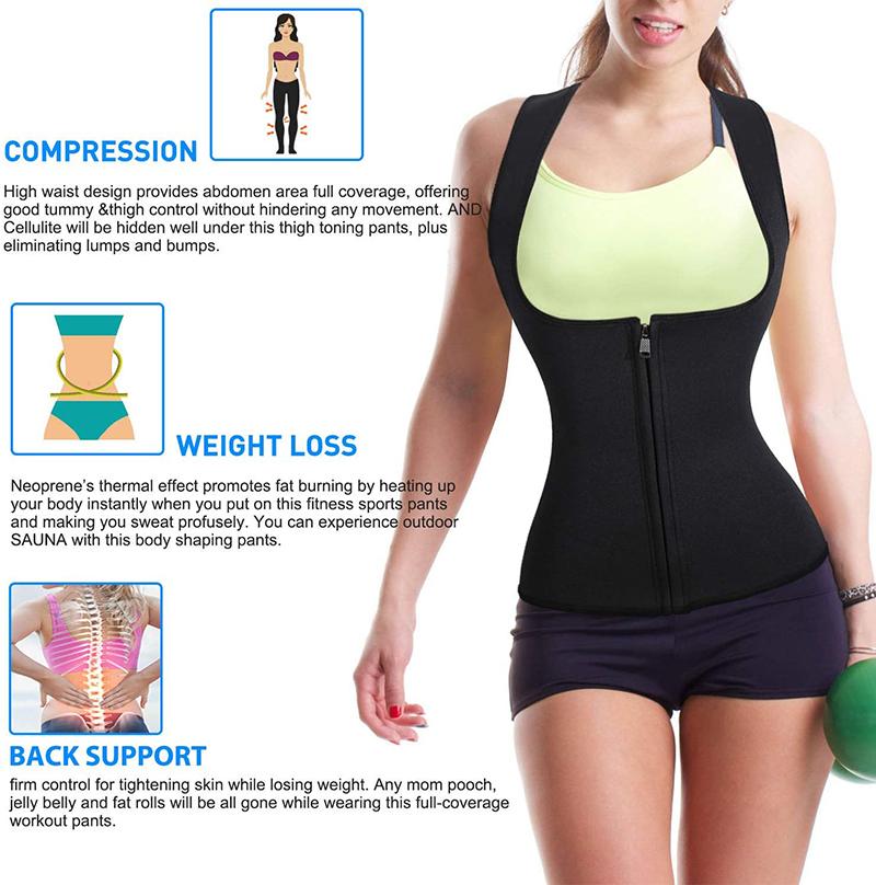 XS-XXXL Áo Sinh Nhiệt Eo Tập Giảm Béo Tập Toàn Thân Neoprene Xông Hơi Áo Vest Nữ Giảm Cân Thể Thao Hàng Đầu Định Áo