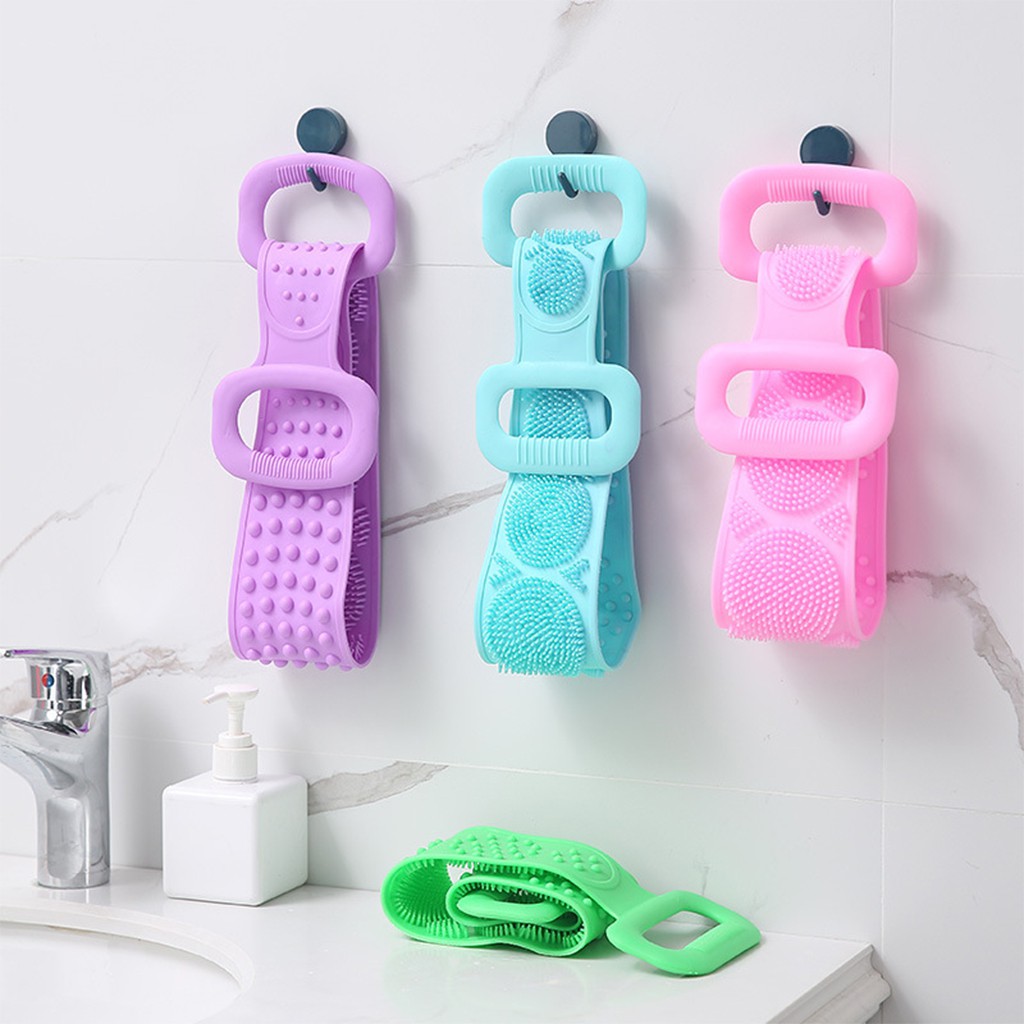 Đai tắm chà lưng silicon, đai cọ lưng massage silicon (giao màu ngẫu nhiên)