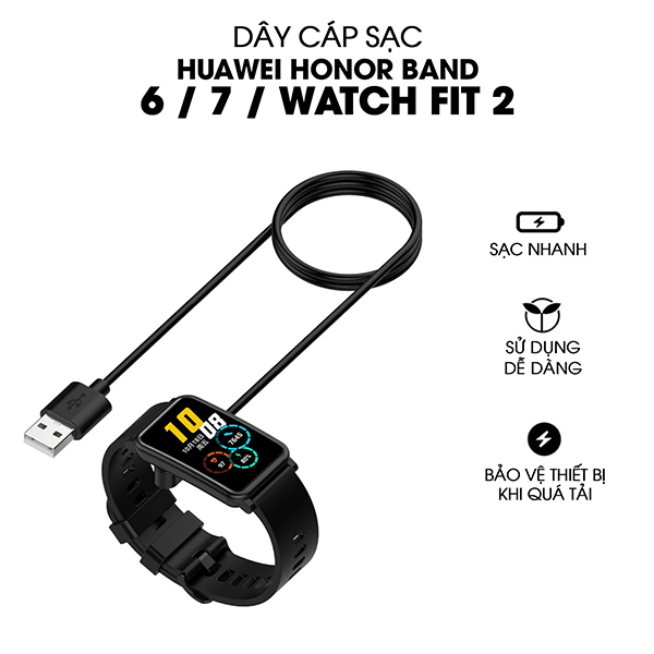 Dây Cáp Sạc Dành Cho Đồng Hồ Vòng Đeo Tay Thông Minh Xiaomi Huawei Band 7 / Band 6 / Honor Band 6 / Watch Fit 2 dài 1m Handtown - Hàng Chính Hãng