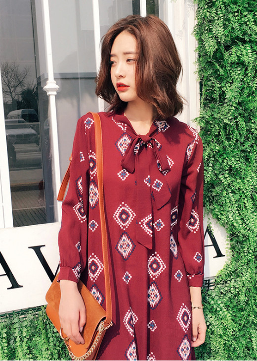Đầm Xuống Phố Form Dễ Thương Nơ Cổ DN034 MayBlue