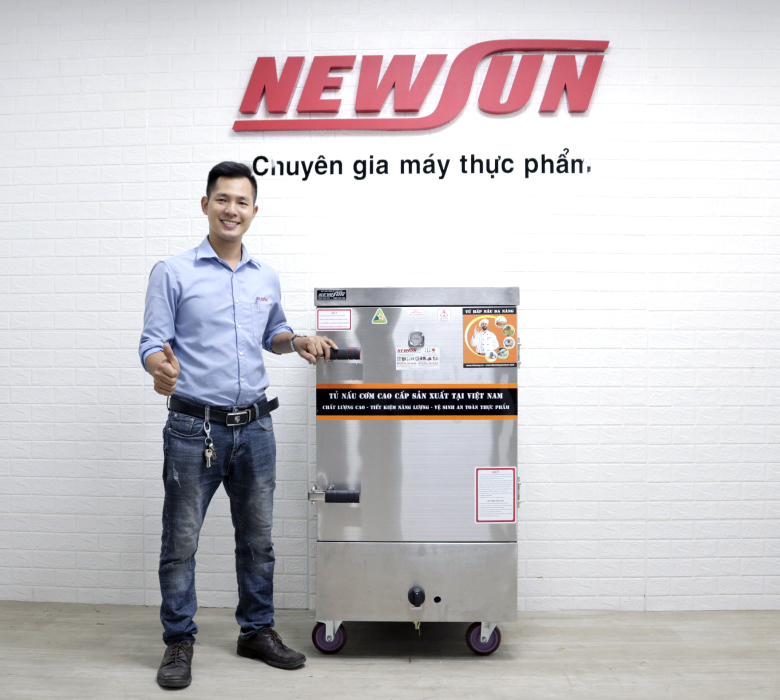 Tủ Hấp Giò Chả, Thực Phẩm 48 Kg Bằng Điện Gas 8 Khay inox 304 NEWSUN, Năng Suất Cao - Hàng Chính Hãng