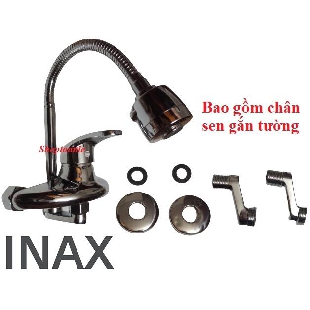 Vòi chậu rửa bát INAX cắm tường nóng lạnh cần mềm bảo hành 5 năm