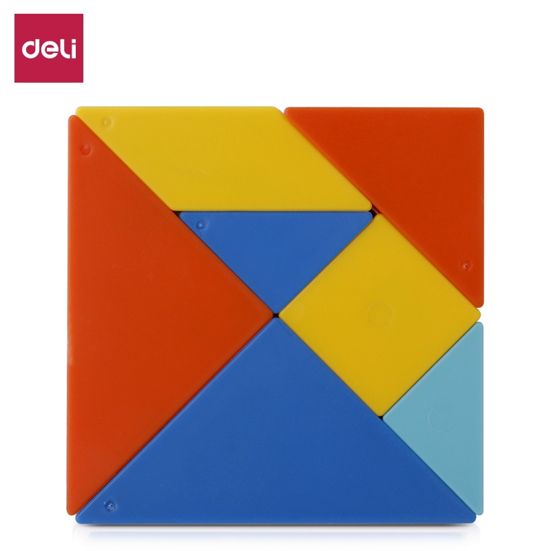 Bộ đồ chơi gỗ lắp ghép xếp hình tam giác tangram puzzle 7 miếng Deli - Đồ chơi giáo dục tư duy trí tuệ cho bé từ 3 tuổi - 74304