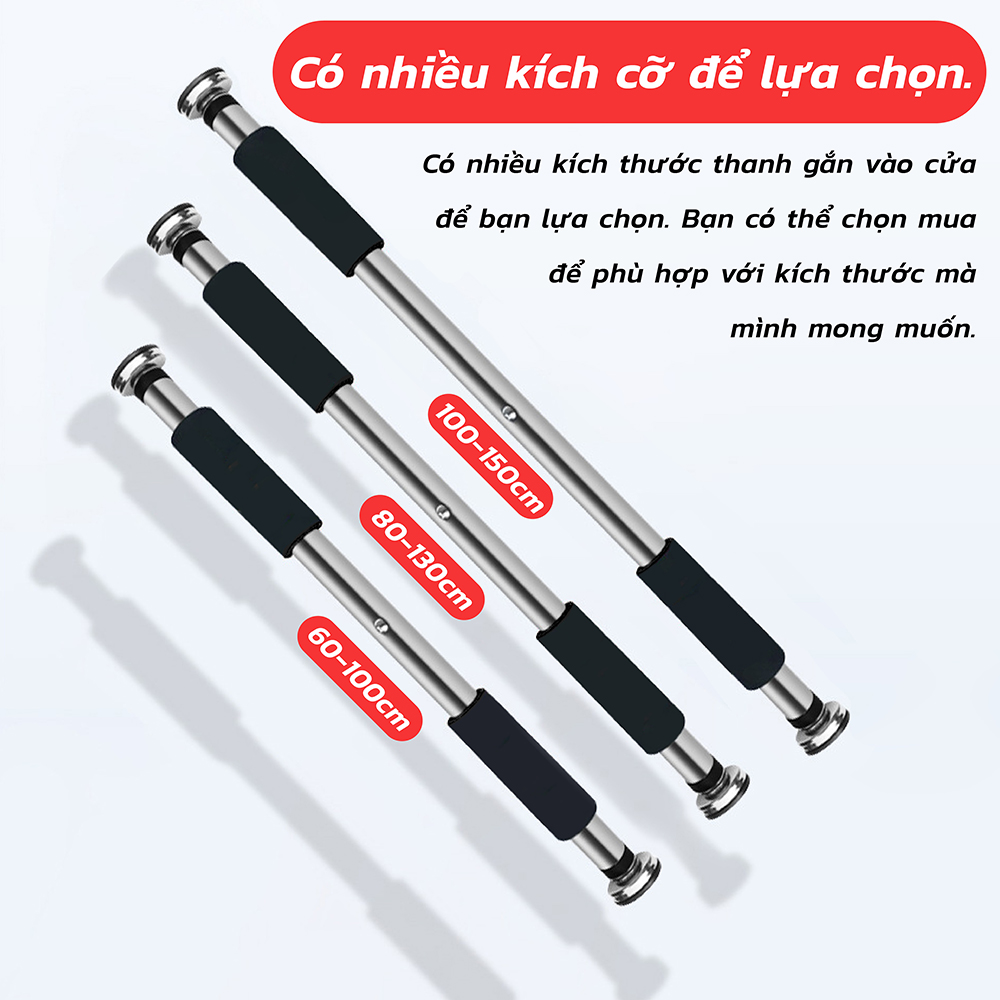 BG - thanh xà đơn gắn khung cửa 100-150cm Steel Pipe Pull Up Bar Doorway Chin Up Bar Horizontal Bar Home Gym maximum 150kg (hàng nhập khẩu）