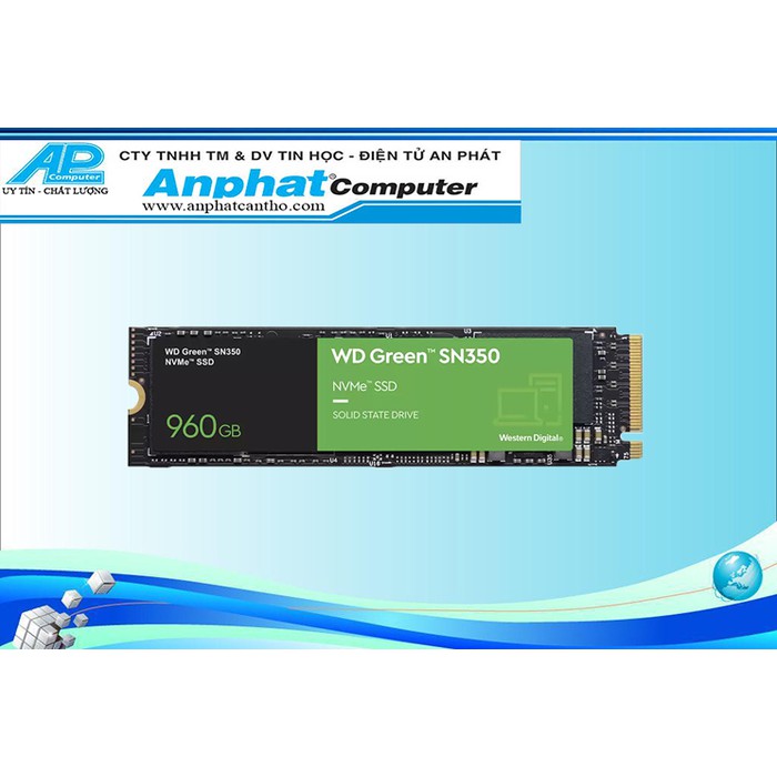 Ổ cứng SSD WD Green SN350 960GB NVMe PCIe Gen3 x4 M.2 2280 (WDS960G2G0C) - Hàng Chính Hãng