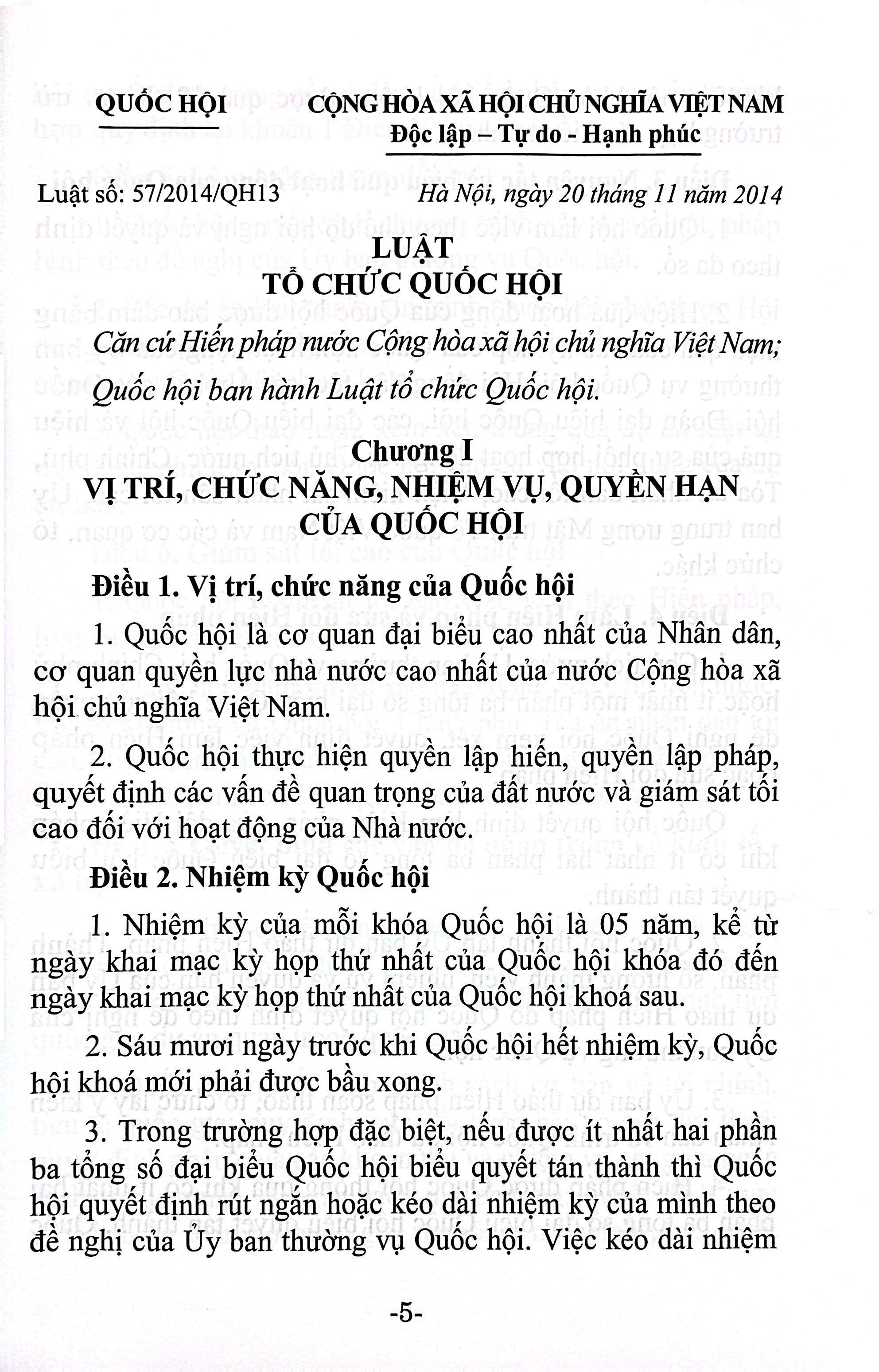 Sách - Luật Tổ Chức Quốc Hội (Hiện Hành) (Sửa Đổi, Bổ Sung Năm 2020 Và 2025)