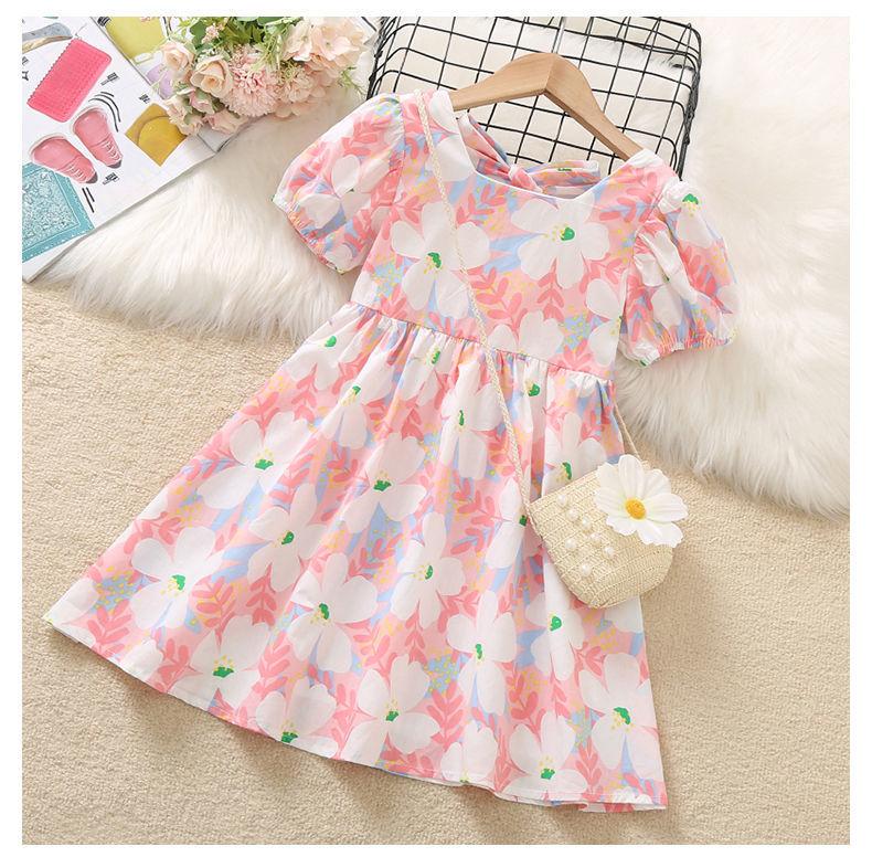 DONGSHOP HOT Cô gái hoa đầm mùa hè trẻ em nhất lưới màu hồng váy cô gái nhỏ công chúa váy túi