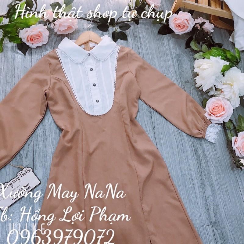 Đầm tay dài cổ viền ren dễ thương