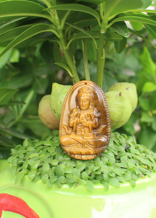 Mặt Dây chuyền Phật Như Lai Đại Nhật,  cho  tuổi Thân, Mệnh Kim, Đá Mắt hổ, Cỡ nhỏ TEN2