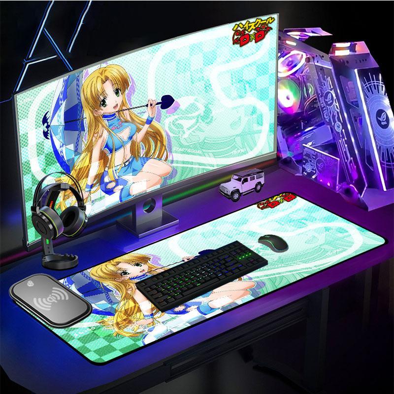 Thuận lợi nhất cửa hàng mới sạc không dây RGB phát sáng miếng lót chuột cô gái anime LED lớn nhiều màu sắc miếng lót bàn phím trò chơi