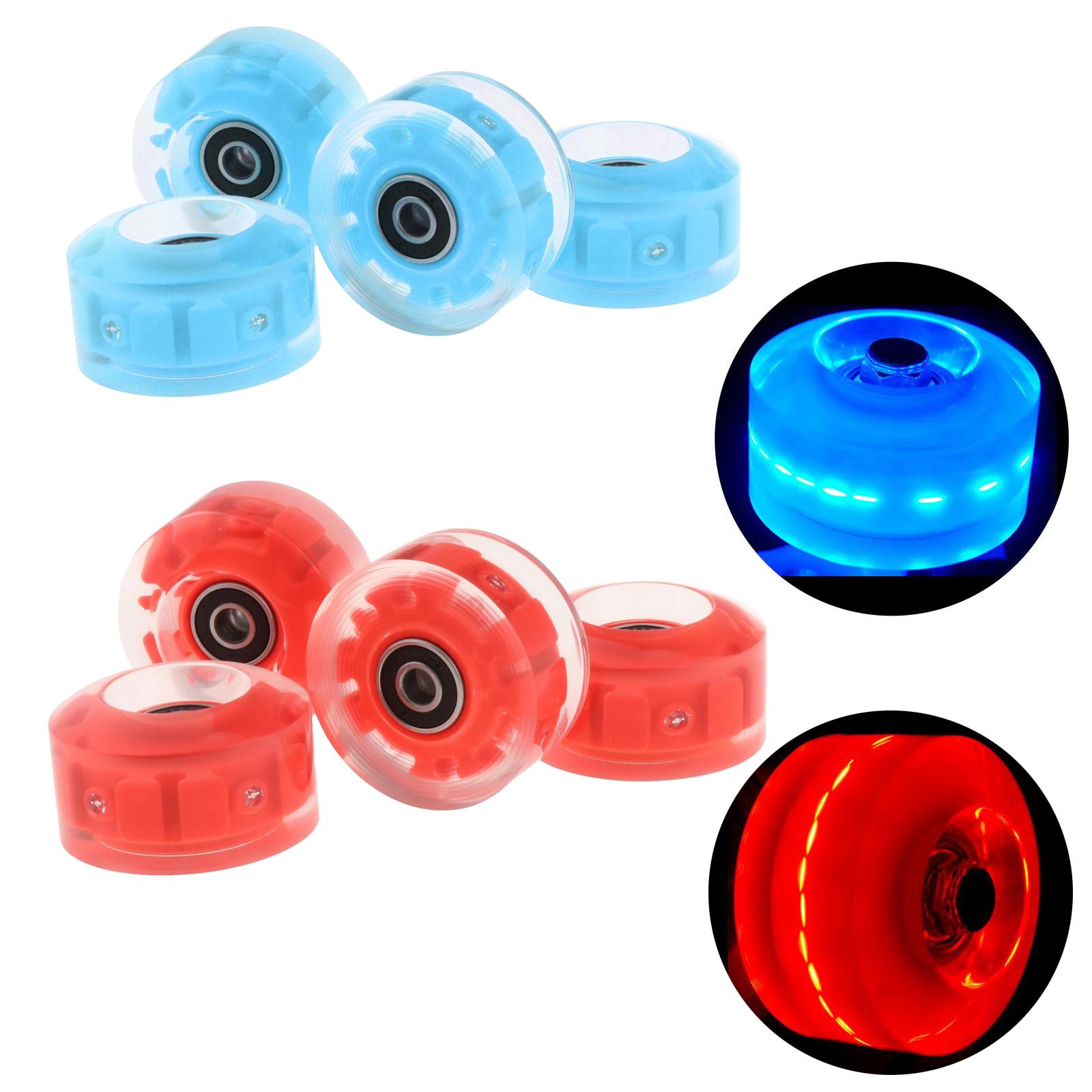 8x Luminous Roller Skate Wheels Light Up with Bearings Double Row Skateboard