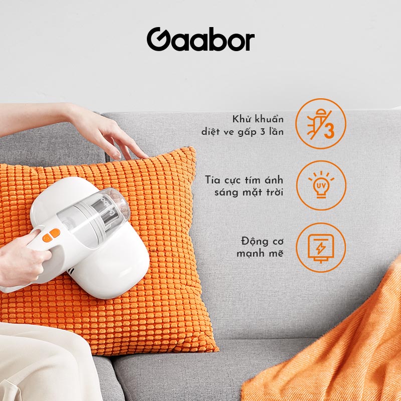 Máy hút bụi giường nệm sofa diệt khuẩn Gaabor GVCM-M8A công suất 300W mạnh mẽ 3 lớp lọc hiệu quả - Hàng chính hãng