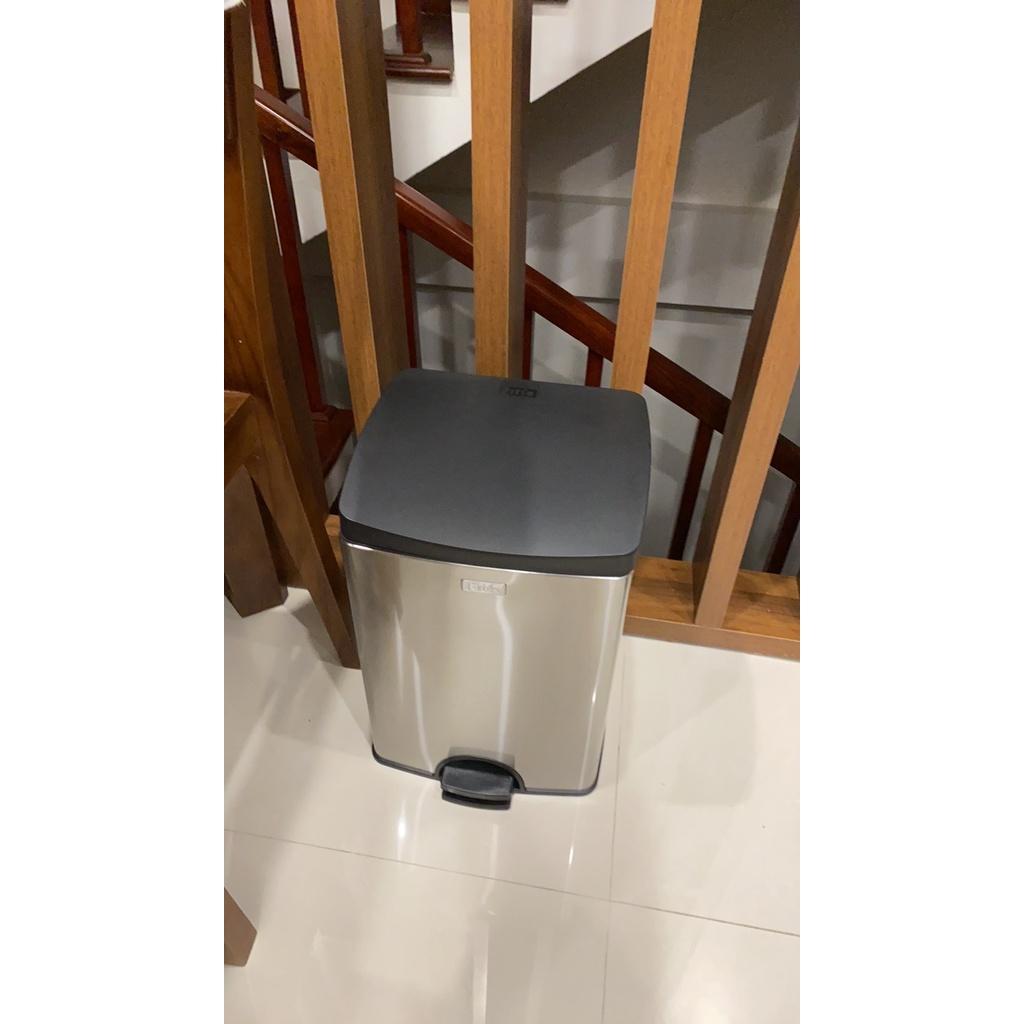 Hùng rác inox đạp chân 15 Lít giảm chấn chống vân tay thùng rác nhà bếp thùng rác inox