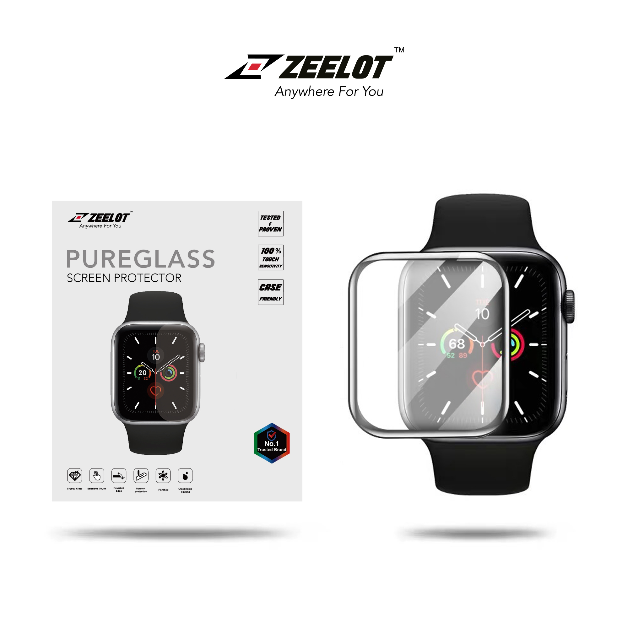 Miếng Dán Cường Lực ZEELOT Trong Bảo Vệ Màn Hình cho Apple Watch 40/ 44mm_ Hàng Chính Hãng