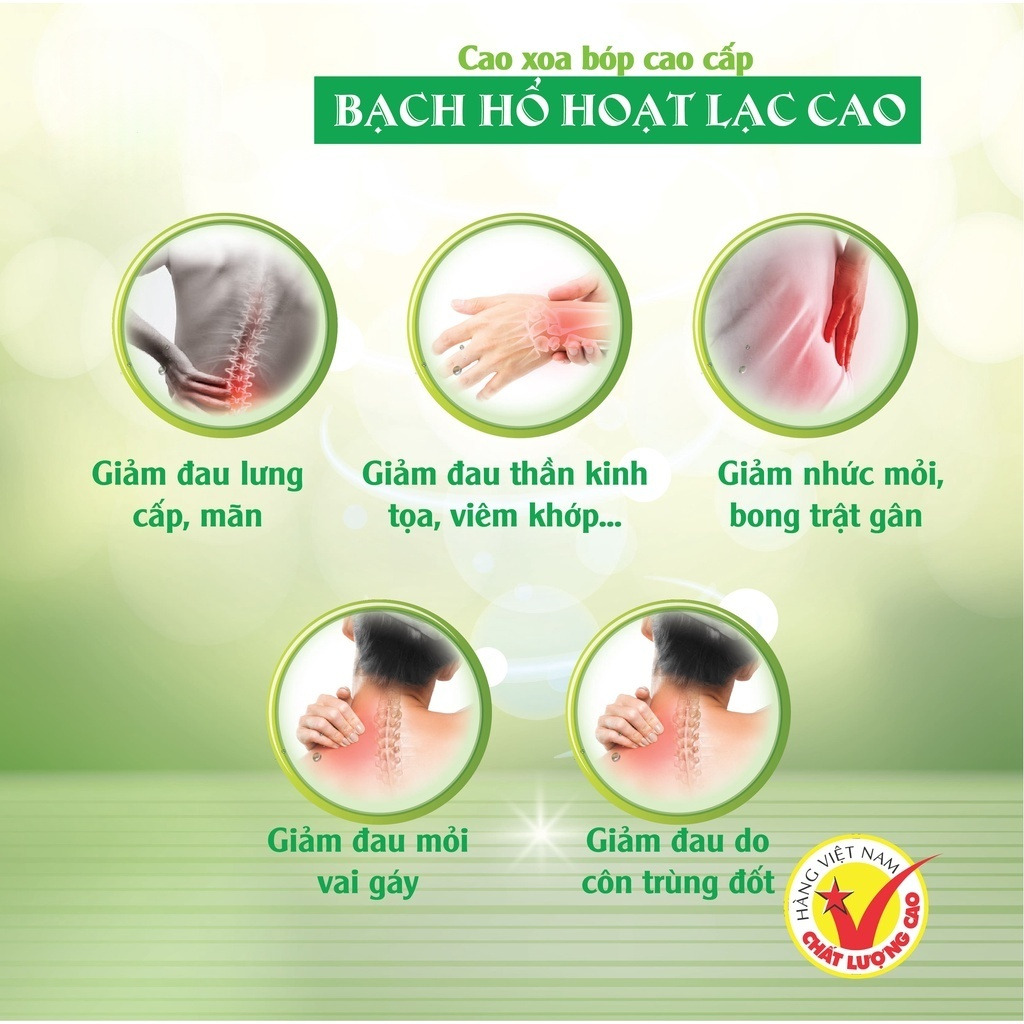 Cao Xoa Bóp Bạch Hổ Hoạt Lạc Cao 20g - Giảm đau nhức xương khớp, bong gân, mỏi cổ vai gáy, đau lưng, thần kinh toạ.