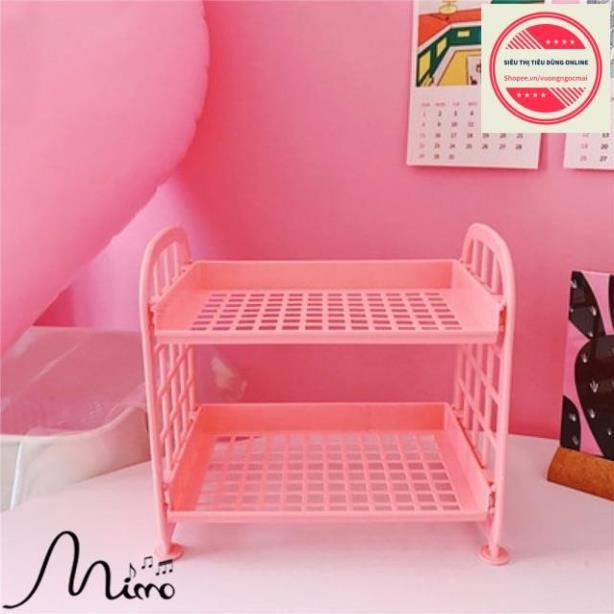 Kệ Nhựa Mini 2 Tầng Mini Đựng Đồ Đa Năng Đựng Đồ Trang Điểm Góc Học Tập