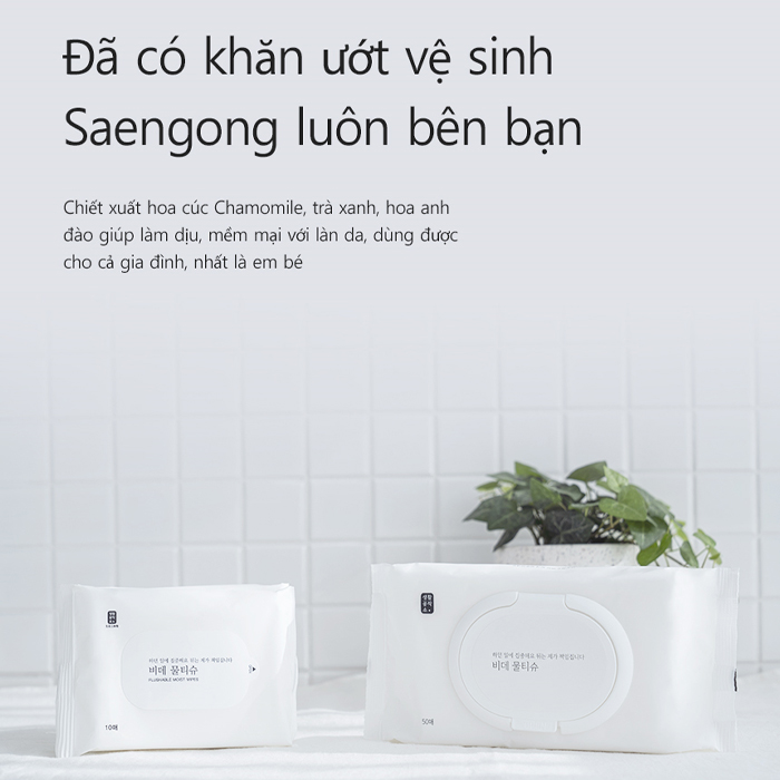 Khăn Giấy Ướt Vệ Sinh Saengong Gói 60 Miếng