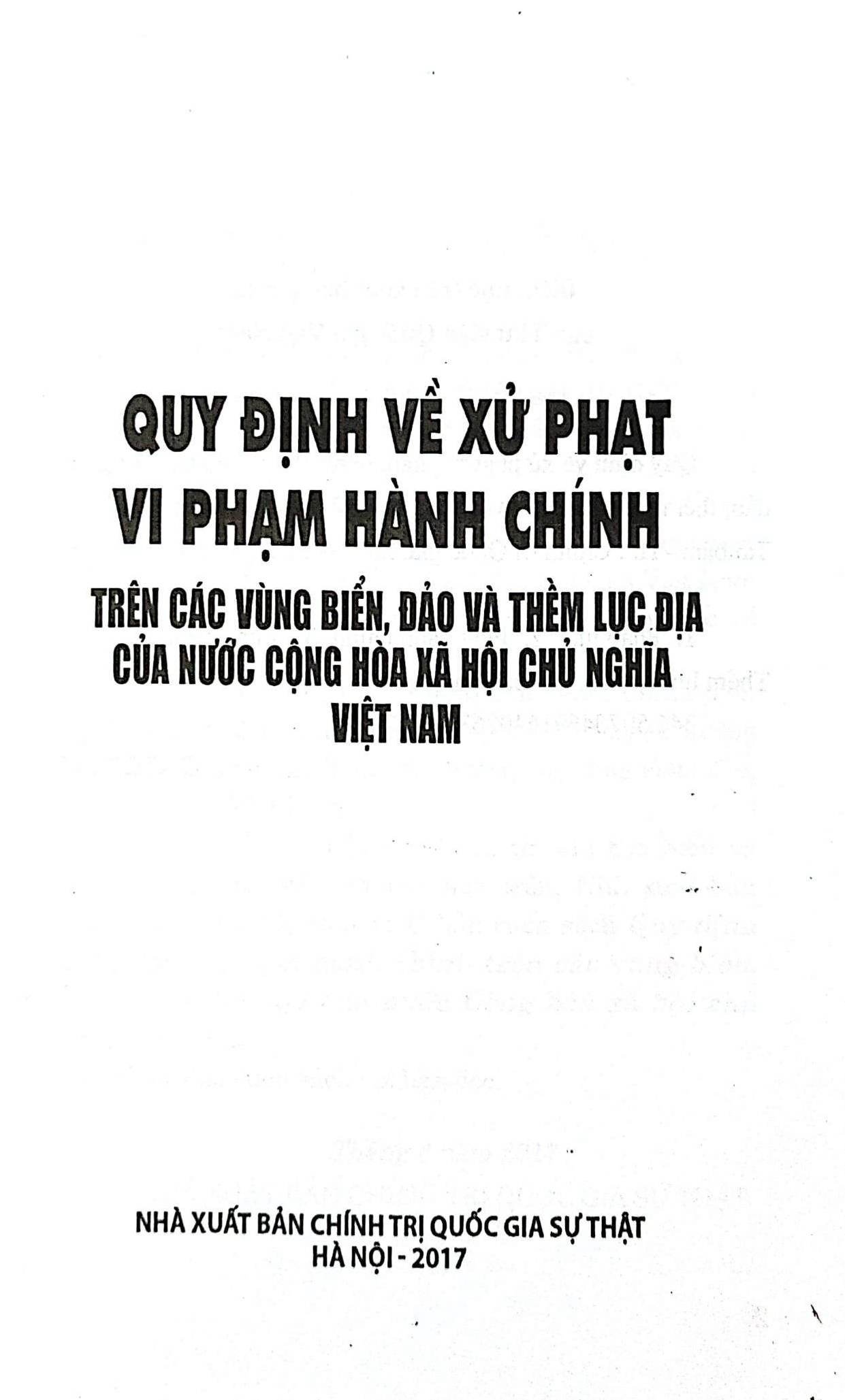 Quy định về xử phạt vi phạm hành chính trên các vùng biển, đảo và thềm lục địa của nước Cộng hòa xã hội chủ nghĩa Việt Nam