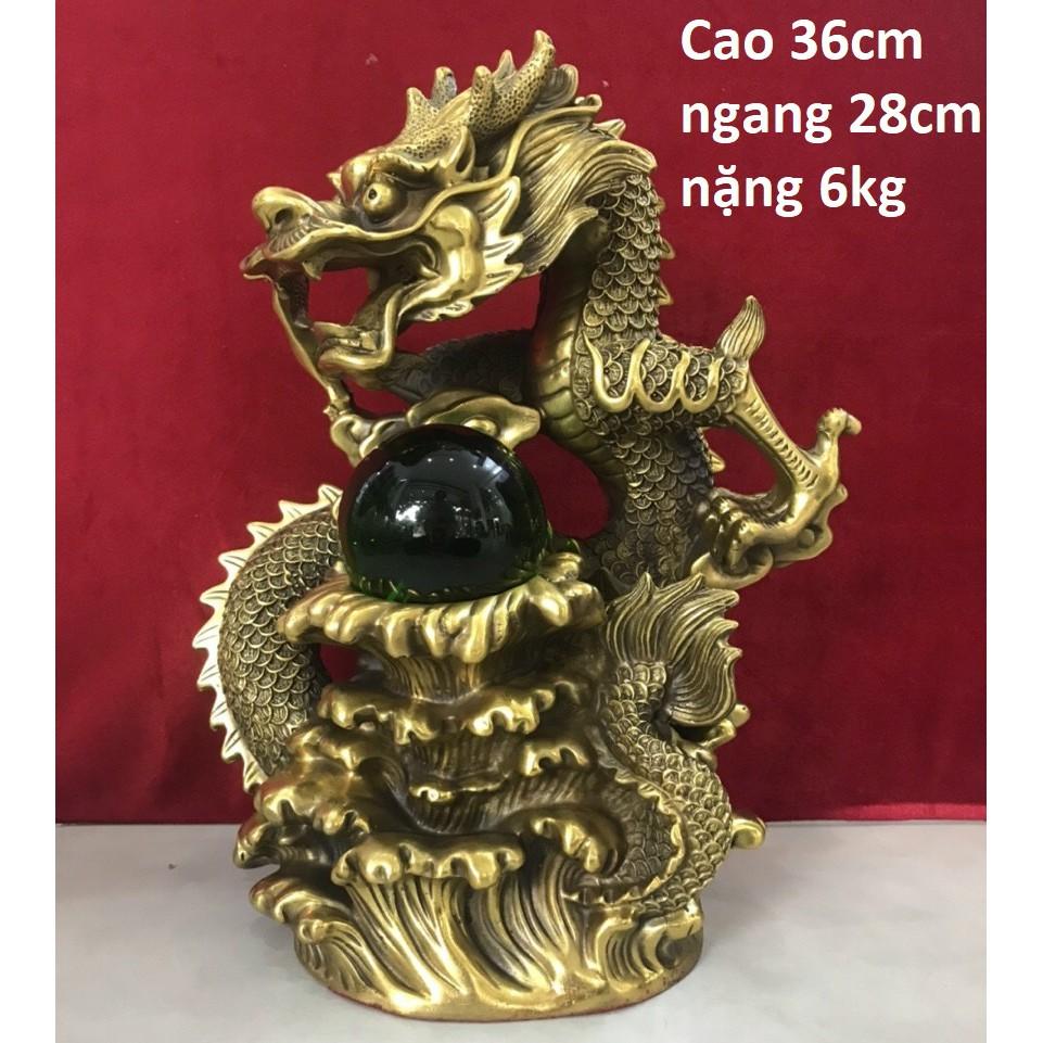 Tượng rồng nhả ngọc bằng đồng MS266