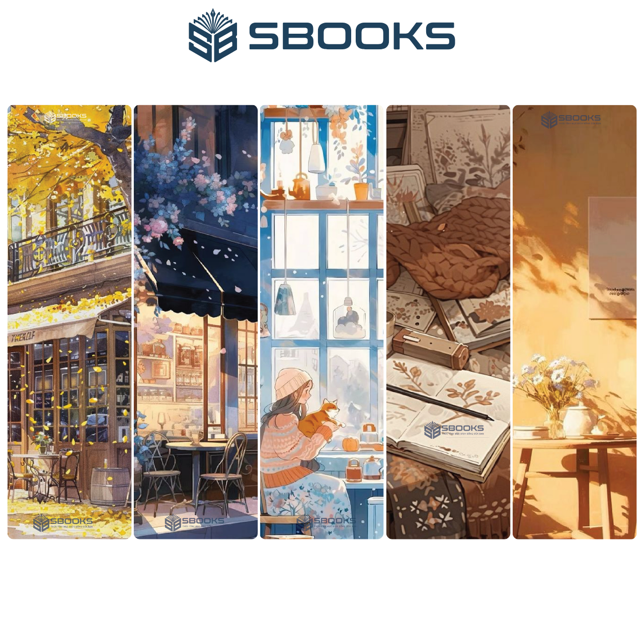 5 Cái Bookmark Kẹp Sách, Dấu Trang Hoạ Tiết Quán Cafe Mùa Hè  - SBOOKS