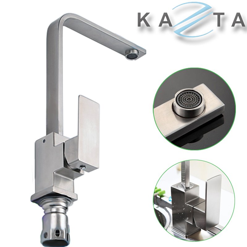 Combo Chậu Rửa Chén Bát  KAZTA KZ-CB10048H Inox Có Hố Rác Tiện Lợi Gồm: Chậu Rửa Chén, Vòi Rửa Chén Và Nhiều Phụ Kiện Kèm Theo