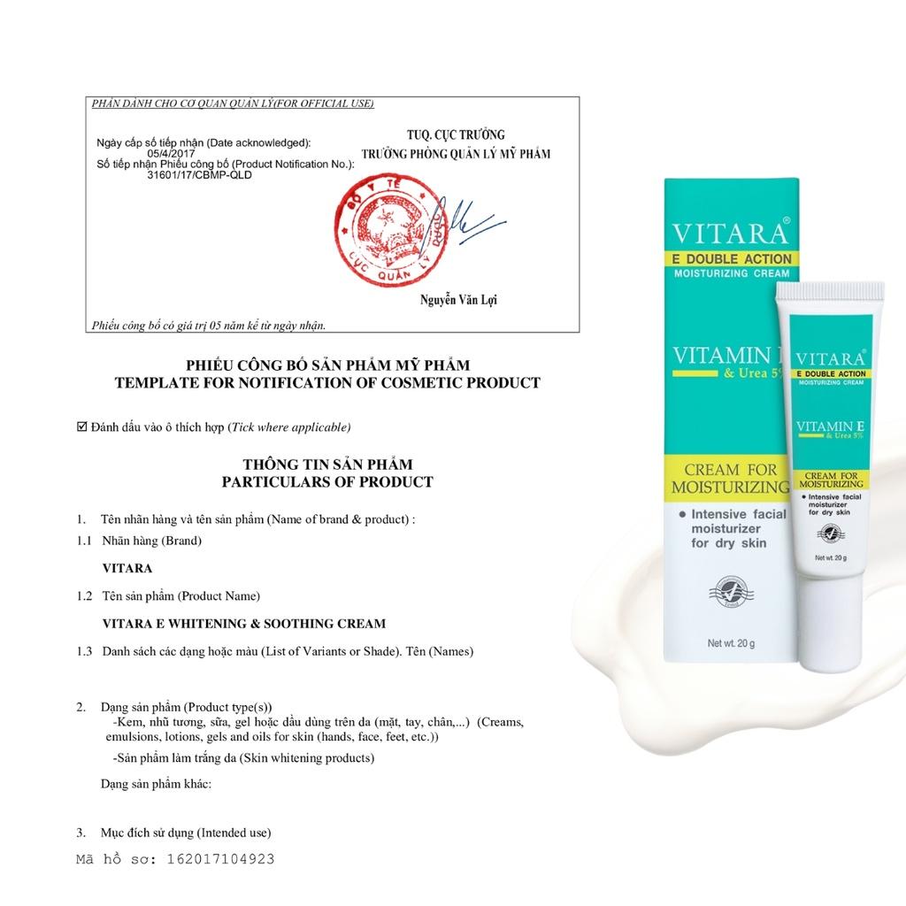 Kem dưỡng ẩm Vitara E Double Action Moistruring ngừa lão hóa, da nhăn và se khít lỗ chân lông 20g