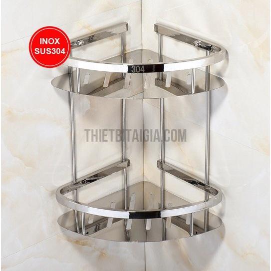 Kệ góc 2 tầng tam giác inox 304 chống rỉ hàng chất lượng cao
