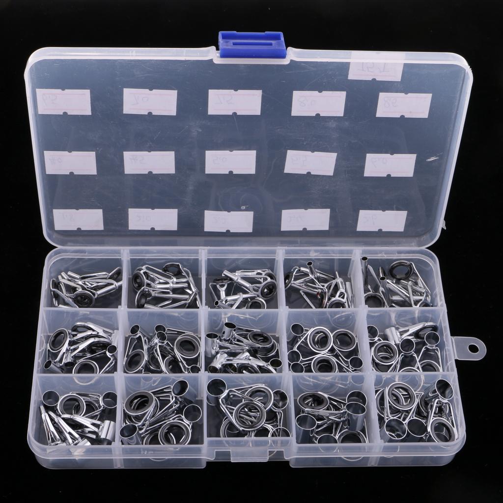 75pcs Fishing Rod Guides Ceramic Ring Telescopic Surf Casting Rod Tips Tops
