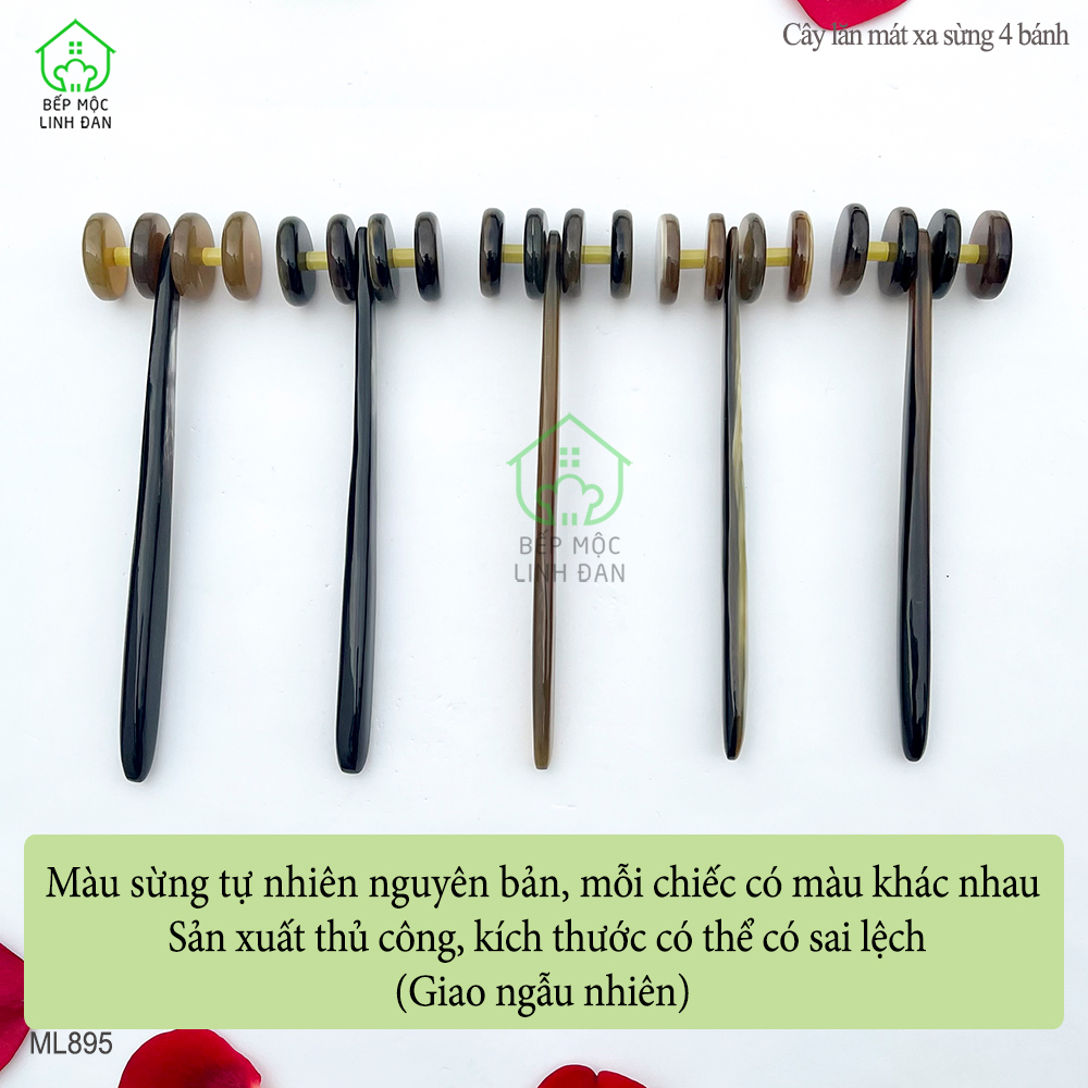 Cây Lăn 4 Bánh Massage Bằng Sừng - Giúp Làm Mịn Da & Lưu Thông Khí Huyết [ML895]