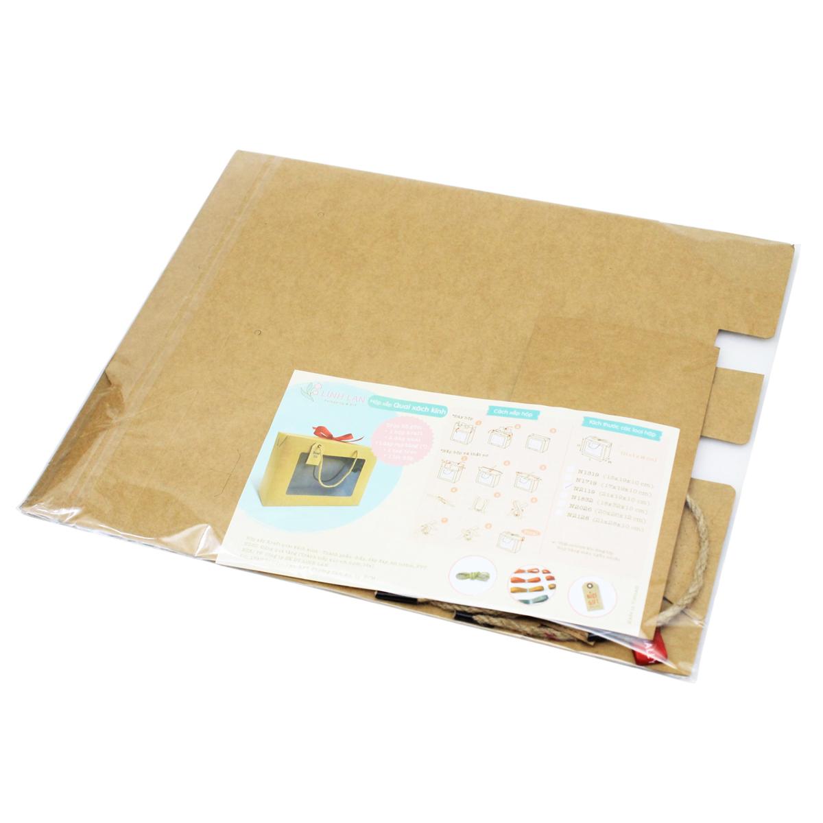 Hộp Xếp Kraft Quai Xách Kính - 21 x 19 x 10 cm - Linh Lan