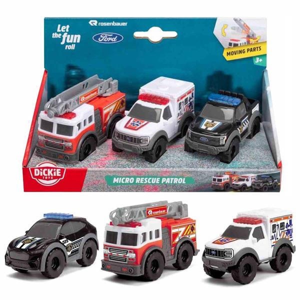 Bộ 3 Đồ Chơi Mô Hình Xe Cứu Hộ Micro Rescue Patrol - Dickie Toys 203712031