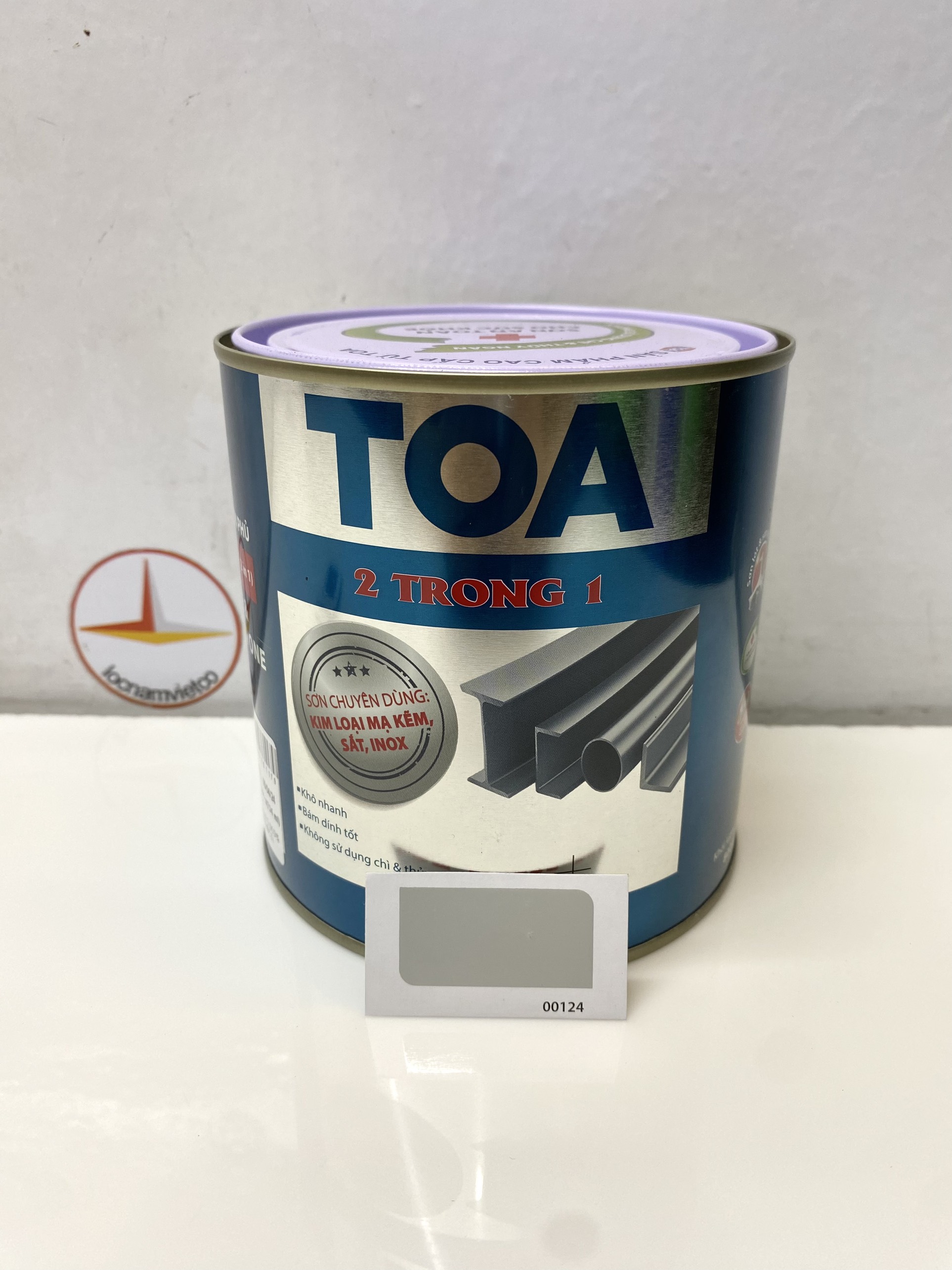 Sơn sắt mạ kẽm Toa 2 trong 1 màu xám 124 _ 800G