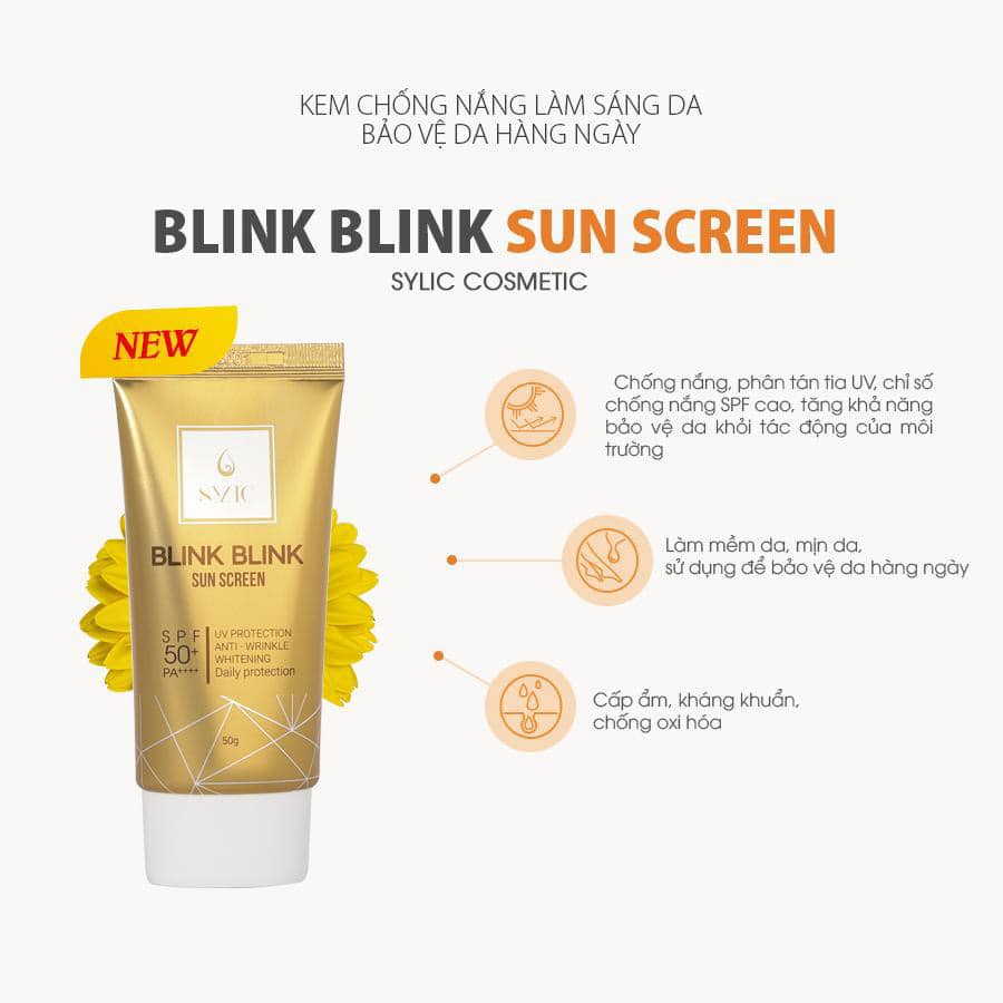 Kem chống nắng Hàn Quốc Blink Sylic SPF 50+ PA ++++ giúp da trắng sáng, nhẹ nhàng, tạo cảm giác mịn màng cho da