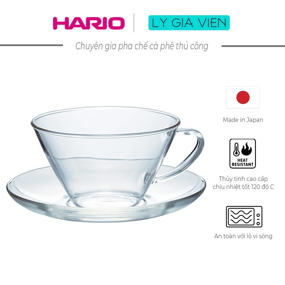 Tách Trà Và Đĩa Lót Thủy Tinh Hario Heatproof Tea Cup & Saucer