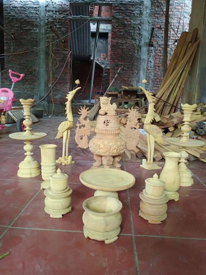 Bộ đồ thờ gỗ mít 9 món